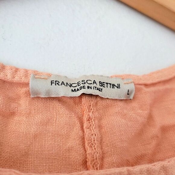 Francesca Bettini 100% Linen Orange Sleeveless Blouse L - Picture 4 of 5